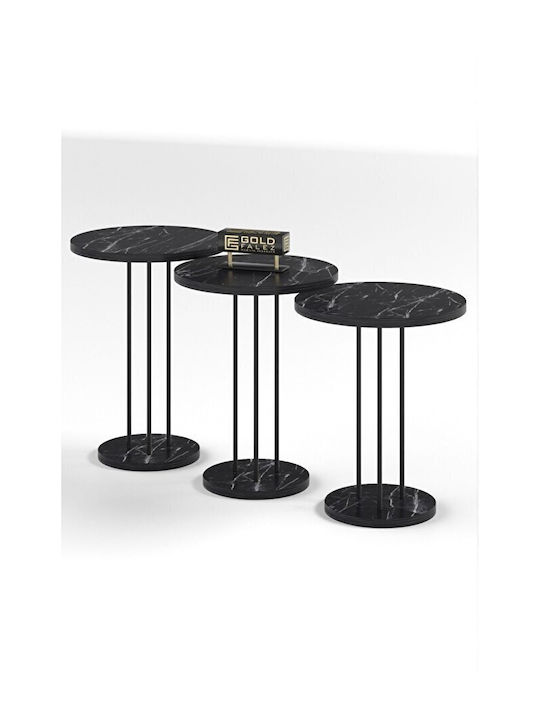 SteweHome Modernes Zigon Kaffeetische Schwarz Metallbasis Marmor Schwarz 34×48cm