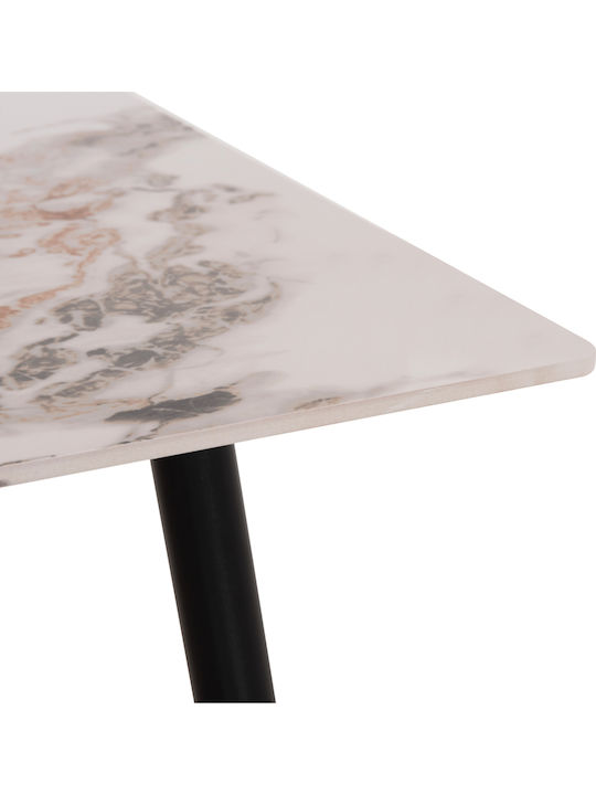 Raven Esszimmer- und Küchentisch mit Keramik Oberflächen Weiß/Braun Marmor 160x80x74cm