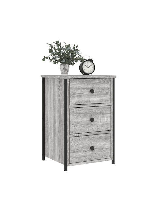 Wooden Bedside Tables with Metal Legs Gray 2 Pieces 40x36x60cm