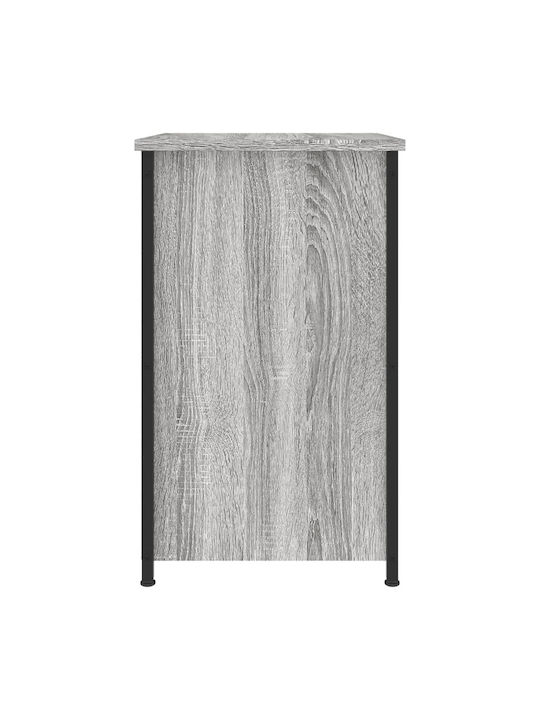 Wooden Bedside Tables with Metal Legs Gray 2 Pieces 40x36x60cm