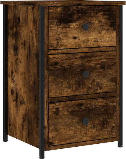 Wooden Bedside Tables With Metal Legs Brown 2 Pieces 40x36x60cm