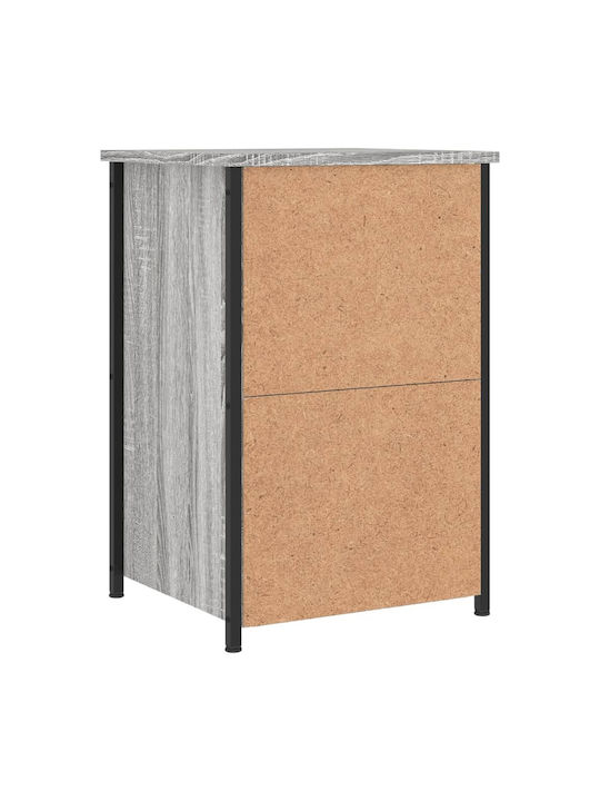 Wooden Bedside Tables with Metal Legs Gray 2 Pieces 40x36x60cm