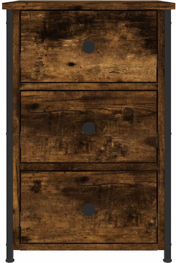 Wooden Bedside Tables With Metal Legs Brown 2 Pieces 40x36x60cm