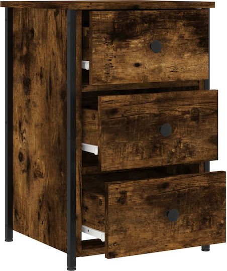 Wooden Bedside Tables With Metal Legs Brown 2 Pieces 40x36x60cm