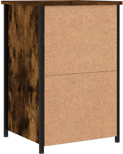 Wooden Bedside Tables With Metal Legs Brown 2 Pieces 40x36x60cm