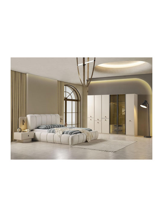 Stewehome Спален Комплект Бежов Модерен Извити 5 Бройки 160x200см