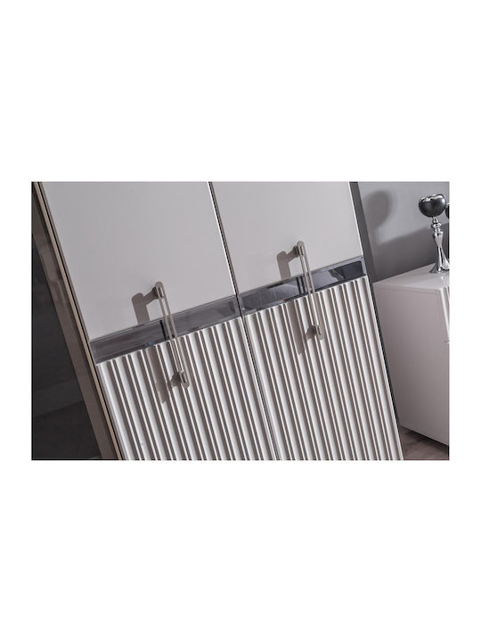 Stewehome Set Mobilier Pentru Dormitor Alb Argintiu Lux 7 Bucăți 160x200cm