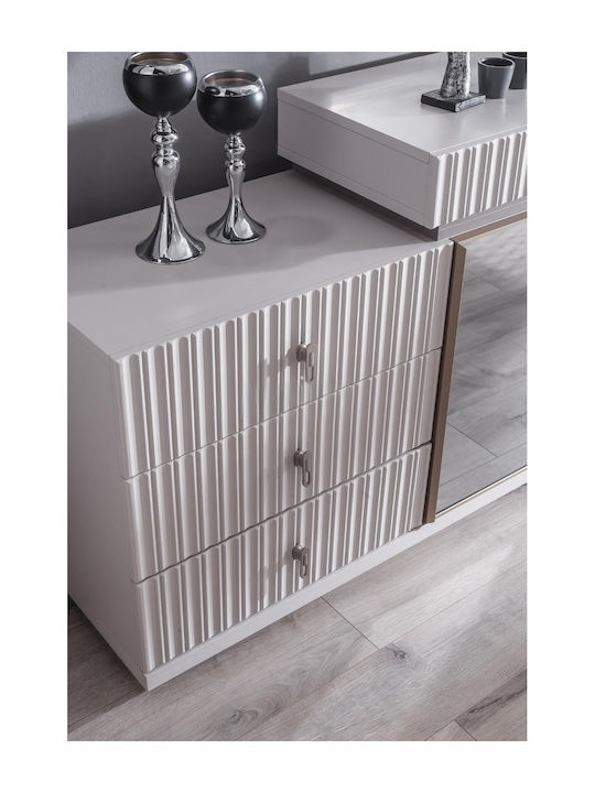 Stewehome Set Mobilier Pentru Dormitor Alb Argintiu Lux 7 Bucăți 160x200cm