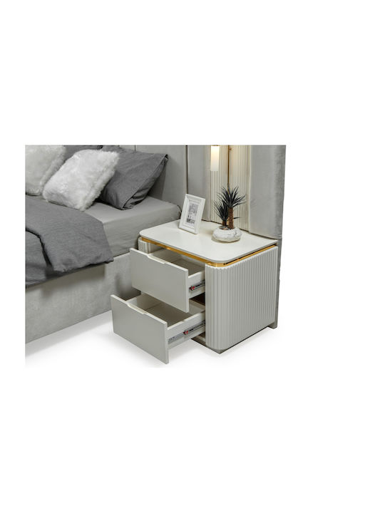SteweHome Schlafzimmermöbel-Set Weiß Gold Luxus 7 Stück 160x200cm