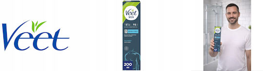 Veet Men Total Pro Hair Removal Cream Κρέμα Αποτρίχωσης για Σώμα 200ml