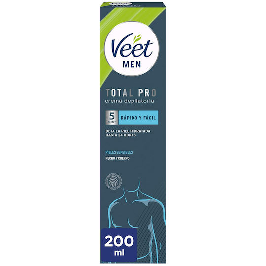 Veet Men Total Pro Hair Removal Cream Κρέμα Αποτρίχωσης για Σώμα 200ml