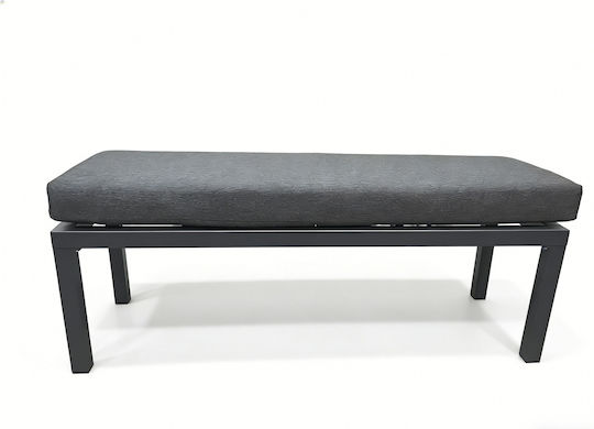 Gartenhocker aus Aluminium mit Grauem Kissen 120x40x46cm