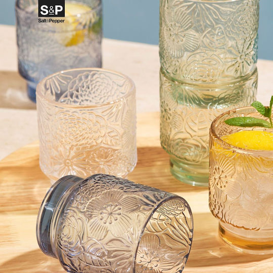 Salt & Pepper Set of Water Glasses Made of Glass in Blue Colour 300ml 4 Pieces