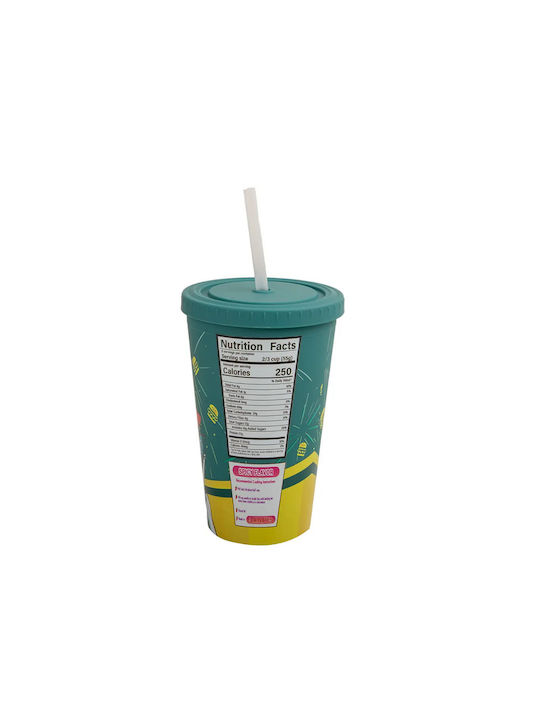 Cinereplicas Cinereplicas Kunststoff Kelch in Grün Farbe mit Strohhalm 475ml