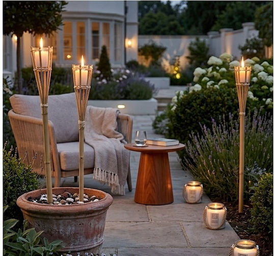 Ecoshadow Gartendekorationen Bambus Fackel Mit Citronella Kerze H150cm