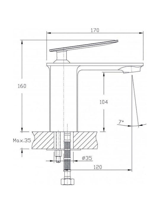 Inter Ceramic Αναμεικτική Μπαταρία Νιπτήρα