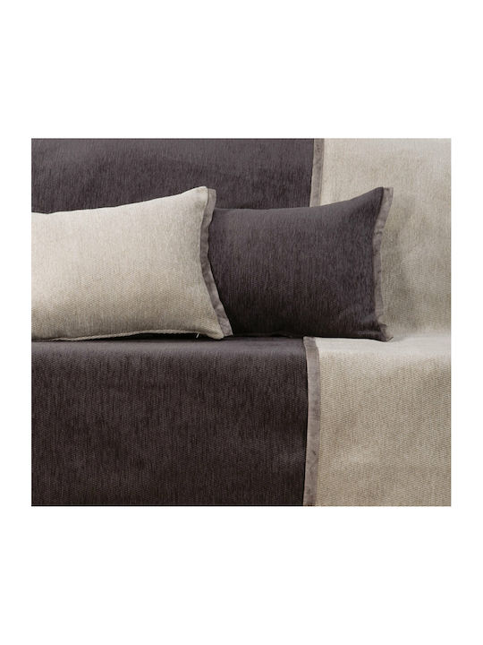 Nef-Nef Homeware New Tanger Three-Seater Sofa Throw 2 Sides Jacquard 180x300cm Anthracite Beige