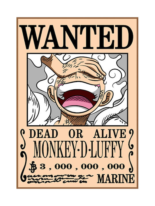 Poster One Piece Monkey D Luffy Wanted An165 21cm X 30cm White Wooden Frame