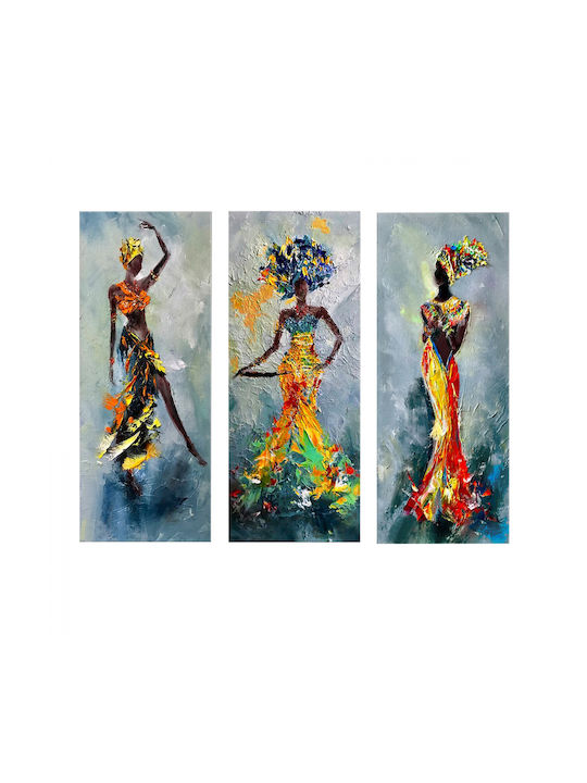 HomeMarkt African Τρίπτυχος Πίνακας Ξύλινος 60x50cm