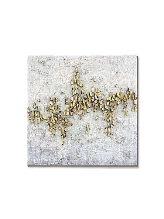 Inthebox Gold Trail Πινακας Διακοσμησης 100x100x4 Oil Acrylic Λευκο Γκρι Χρυσο Καμβας 030464