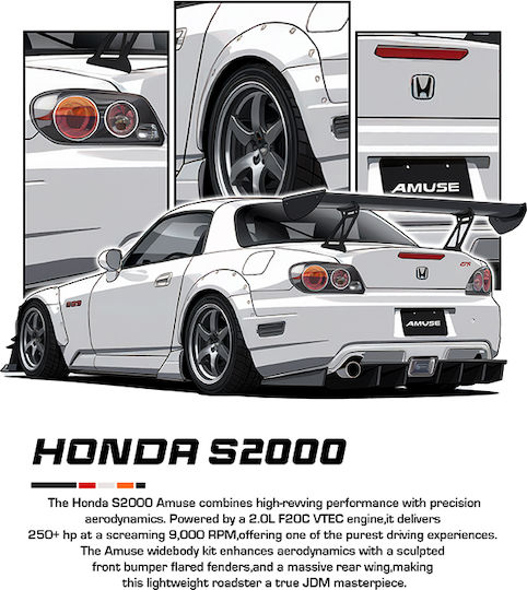 Плакат Honda S2000 Cr035 21см X 30см Бяла Рамка PVC