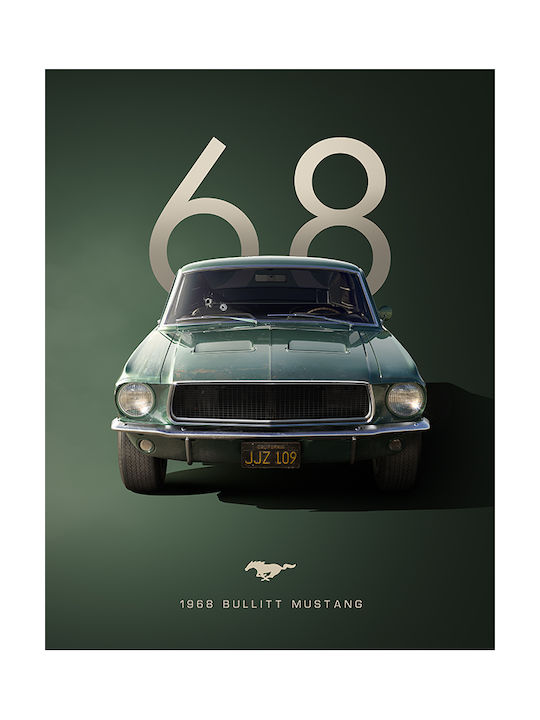 Poster 1968 Bullitt Mustang Cr003 30cm X 40cm Frame Dark Natural Wooden Brown