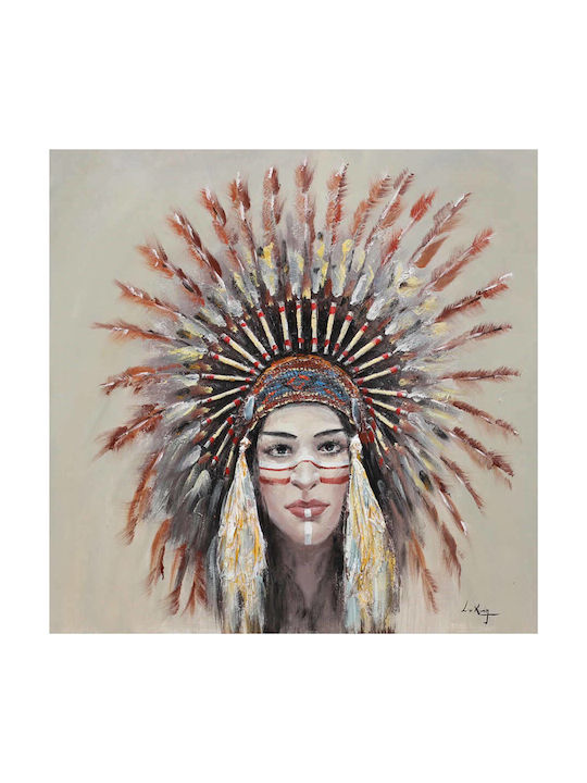 InTheBox Indian Girl Handmade Πίνακας σε Καμβά 90x90cm