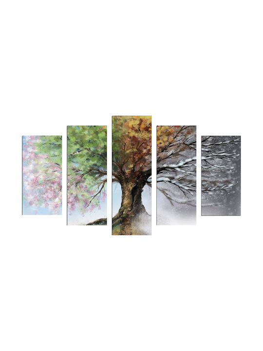 HomeMarkt Four Seasons Fivefold Painting Wooden 60x100cm