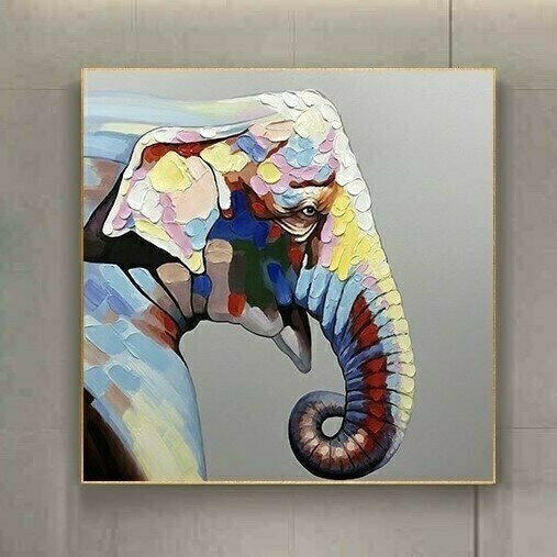 Lalos Elephant Painting Wooden 80x80cm