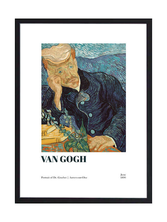 Walls "portrait Of Dr. Grachet", 1890 Rahmen Kopie von Van Gogh Papier 20x30cm