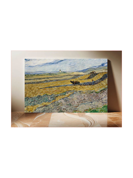Vincent Van Gogh - Enclosed Field With Ploughman Gemälde Kopie von Van Gogh auf Leinwand 65x40cm