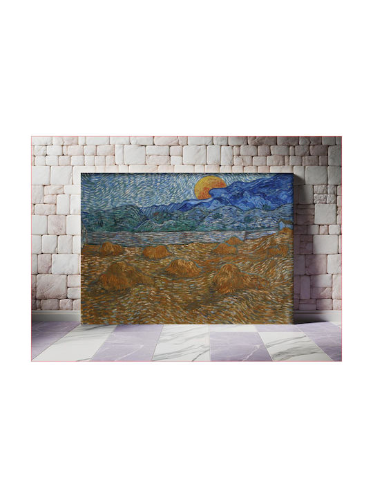 Wheat Sheaves Rising Moon; Painting Copy of Van Gogh on Canvas 50x40cm