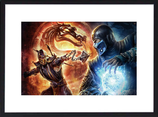 Walls Mortal Kombat Battle Wooden Black Frame 40x30 cm