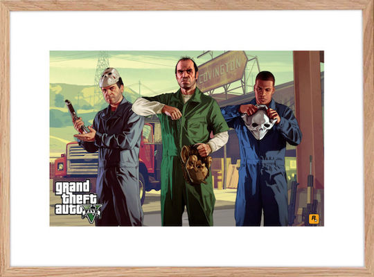 Walls Gta V Wooden Natural Frame 30x20 cm Walls Gta V Wooden Natural Frame 30x20 cm