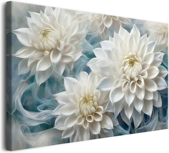 Tablou Decorativ Floral pentru Perete Living Flori de Dalii Albe 60x90