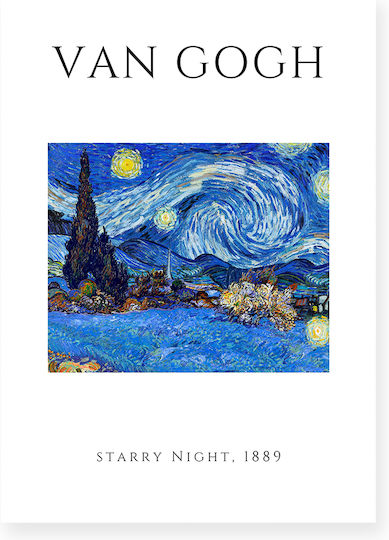 Πόστερ & Κάδρο Van Gogh Starry Night Art003 30x40cm Μαύρο Ξύλινο Κάδρο Πόστερ