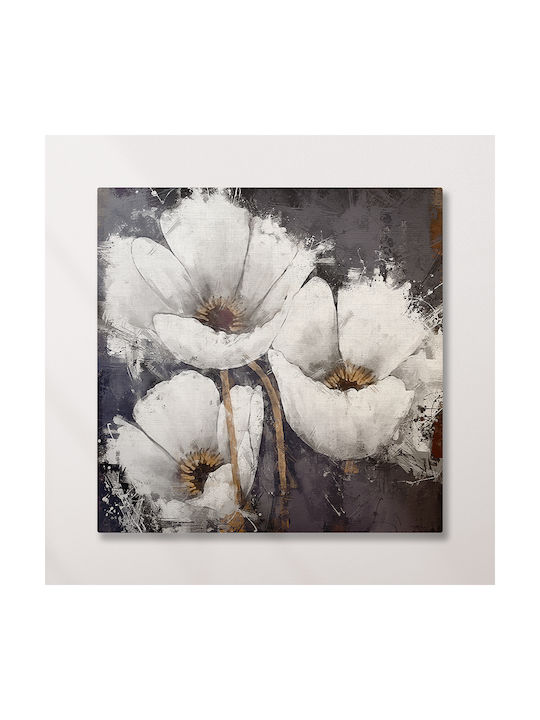 Πίνακας Καμβά Λευκά Άνθη Knv2541 40cm X 40cm