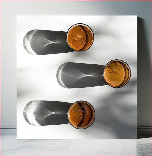Three Coffee Cups With Shadows Τρία Φλιτζάνια Καφέ Με Σκιές 1 σε Καμβά Three Coffee Cups With Shadows Τρία Φλιτζάνια Καφέ Με Σκιές 1 σε Καμβά