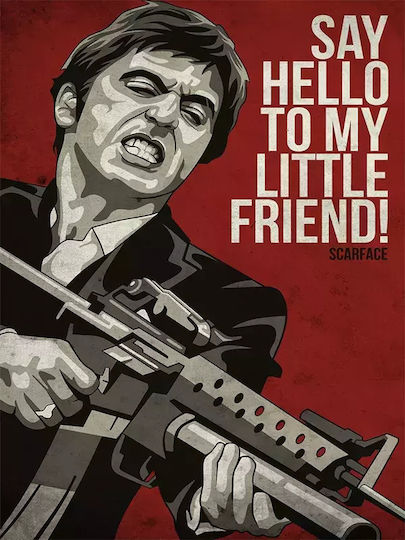 Poster Scarface Mv009 30cm X 40cm Μαύρο Ξύλινο Κάδρο