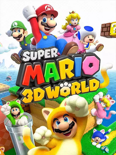 Гейминг постер Super Mario 3D World Gm182 30см X 40см бяла дървена рамка