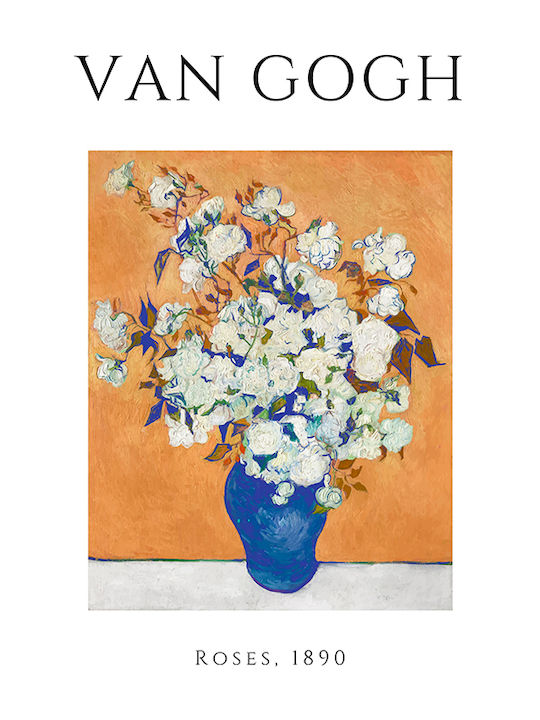 Poster Van Gogh Roses Art095 50cm X 70cm Μαύρο Ξύλινο Κάδρο