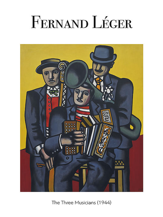 Poster Fernand Leger Trei Muzicieni Art131 60cm X 90cm Ramă din Lemn Negru