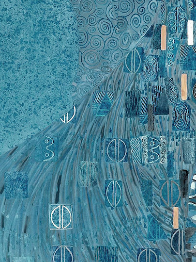 Poster Blue Details By Gustav Klimt Art156 30cm X 40cm Natural Wooden Frame