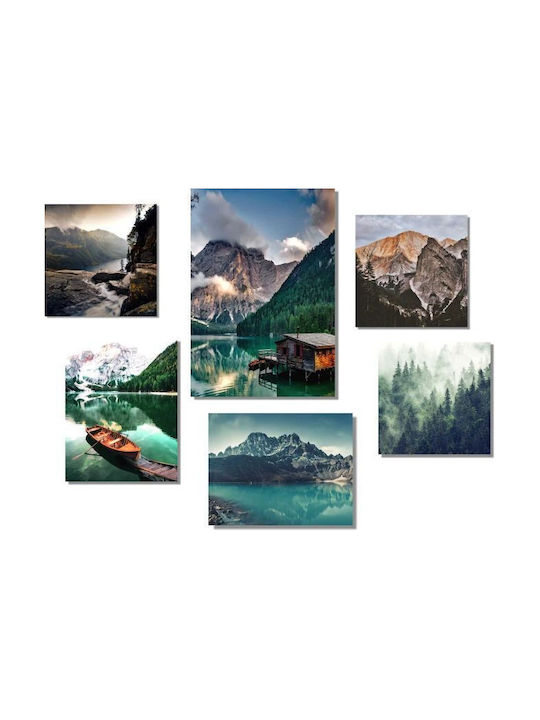 Galerie Malerei Set Berglandschaft Landschaft Set 6-teilig 140x100