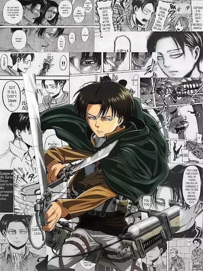 Poster Attack On Titan An037 21cm X 30cm Λευκό Κάδρο Pvc 18x24