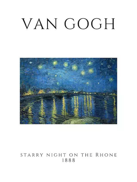 Poster Van Gogh Starry Night On Rhone Art004 21cm X 30cm Λευκό Κάδρο Pvc 18x24