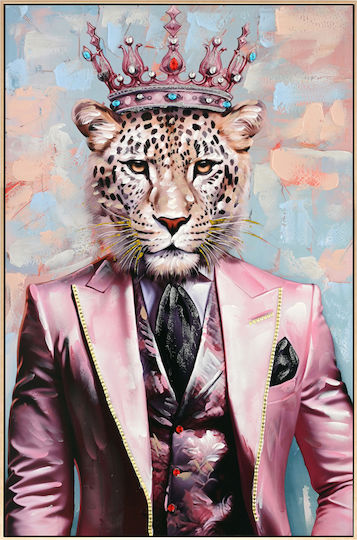 Wall Painting Fb94540 Beige Frame-Canvas Print Leopard 82x4.5x122cm