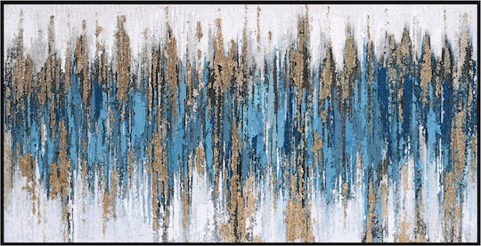 Abstract Wall Painting Blue Fb94574.02 Black Frame-canvas 142x4.5x72cm