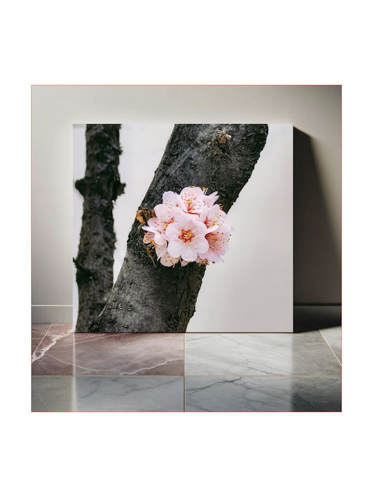 Painting Blossoming Flowers On Tree Bark 100x100