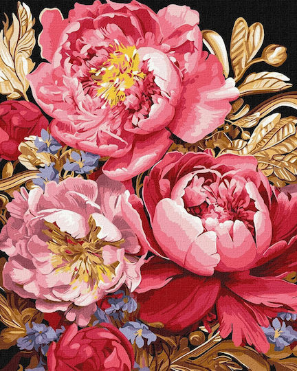 Malen nach Zahlen Rahmen 40x50cm Blumeninspiration Metallische Farben Ideyka